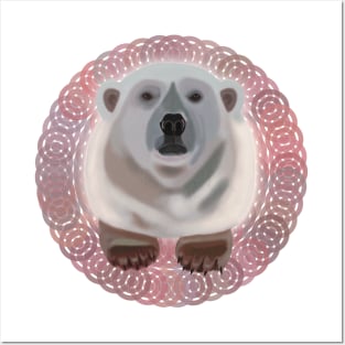 Polar Bear on circular pattern Posters and Art